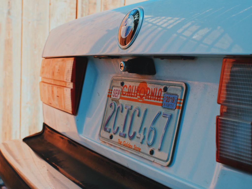 BMW E30 California Golden State Sunset License Plate