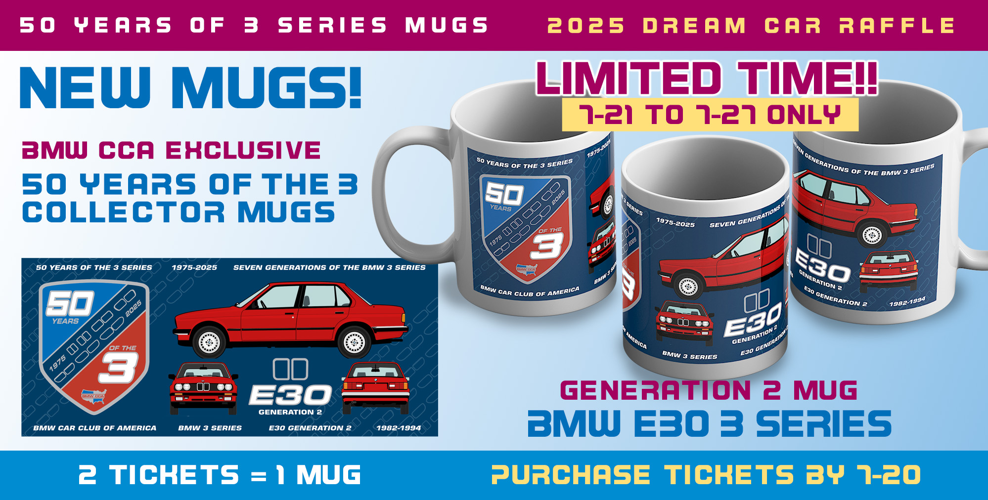 Collect the 3 Series Mugs! E30 Mug Available July 21-July 27